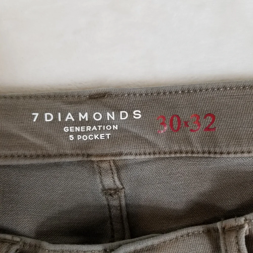 7 Diamonds Generation 5-Pocket Pants Mens 30x32 Olive Khaki Slim Stretch